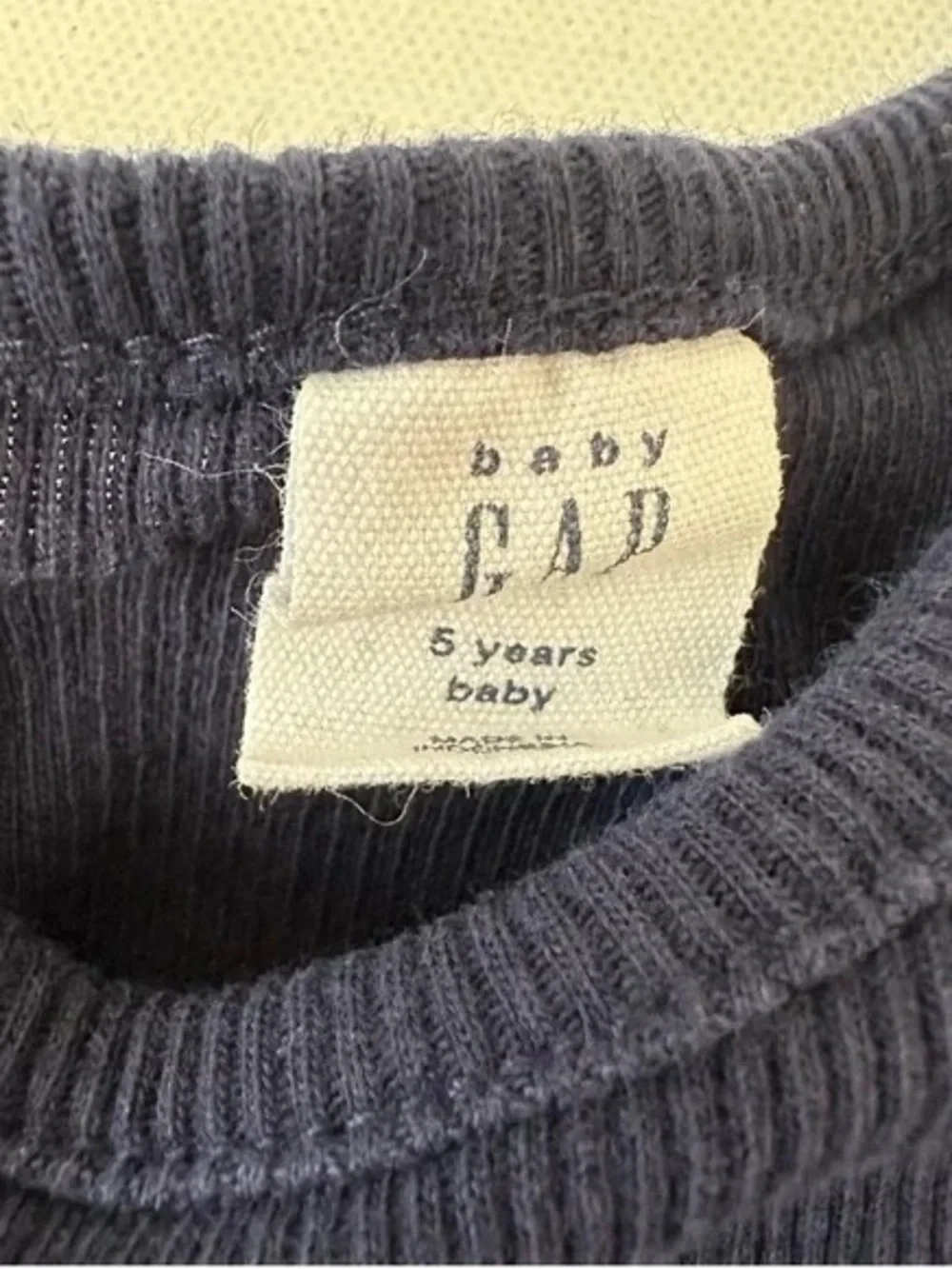 GAP Navy Ribbed Short Sleeve Tee with Lettuce Edge